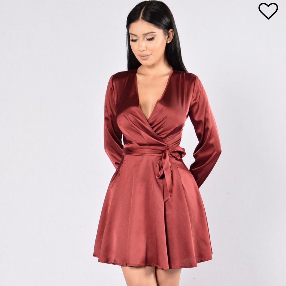 Red faux wrap dress